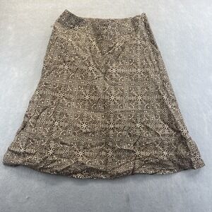 East 5th Skirt Womens 8P Brown Geometric Damask Linen Blend A Line Flounce 8